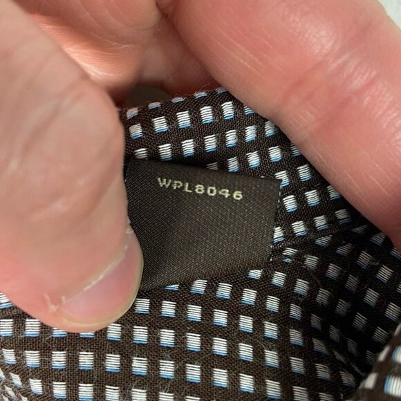 Tasso Elba Button Down Checked Shirt‎ Size Large Cotton Brown Blue Casual Dress - Picture 10 of 12